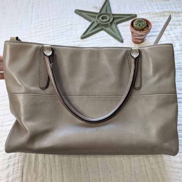 Coach Handbags - Coach Borough Napa Soft Leather Satchel Tote in Earth Gray